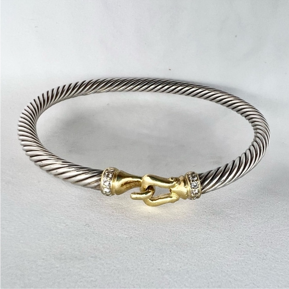 David Yurman 18k gold and silver diamond  cable buckle bracelet - small